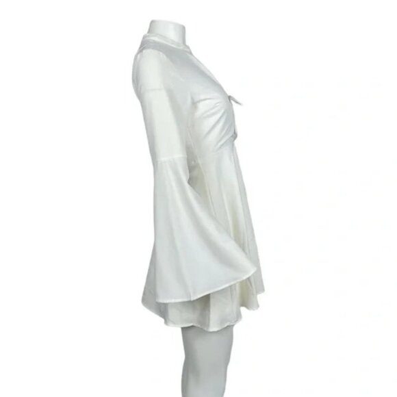 Bell Sleeve Babydoll Dress White - Picture 3 of 3